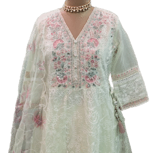 Pastel Pistachio Green Anarkali Kurta Set for Women