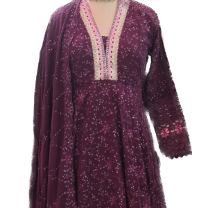 Purple Embroidered Anarkali Kurta Set with Dupatta | Festive 3-Piece Ethnic Wear