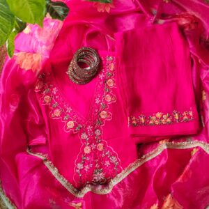 Lilly and Lali Magenta Straight Kurta Set